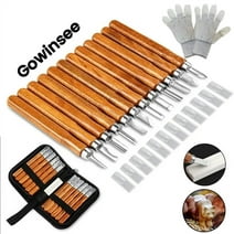 Gowinsee Wood Carving Tool Set with Canvas Case, 12 Carving Knives Made of SKS9 Carbon Steel, Wood Working Tools and Accessories, Wood Chisels for Woodworking