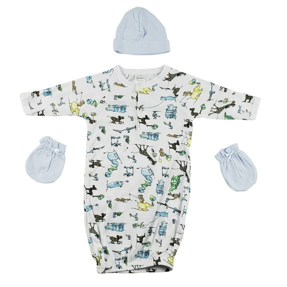 Gown, Cap and Mittens - 3 Pc Set