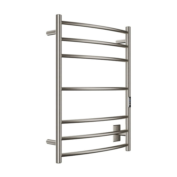 Gown Series 7-Bar Wall Mounted Electric Bathroom Towel Warmer Rack in Brushed Nickel Finish Stainless Steel