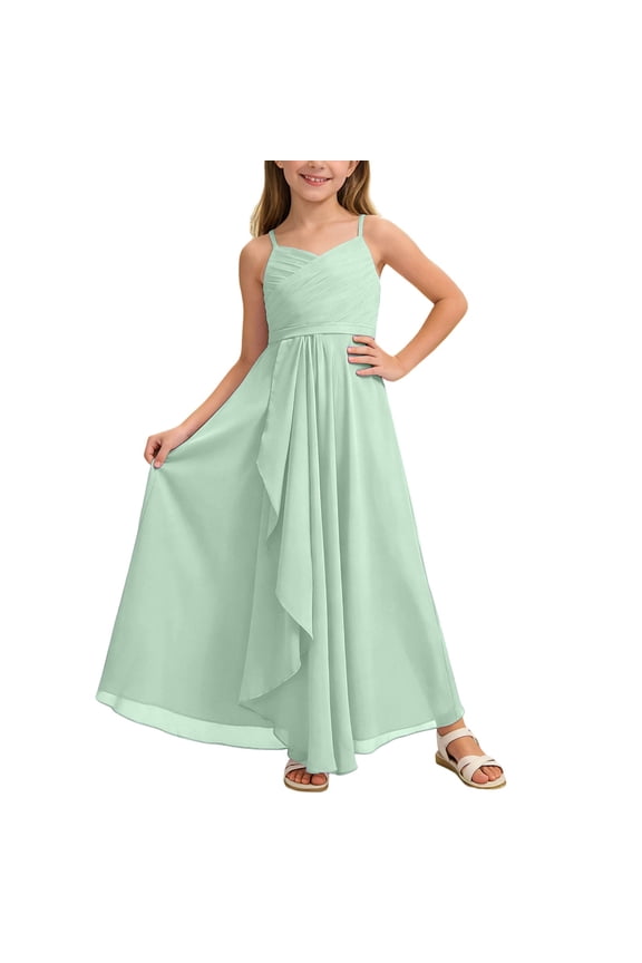 Gowns and Evening Dresses A Line Flowy Chiffon Maxi Dress for Junior Bridesmaid Prom Dresses