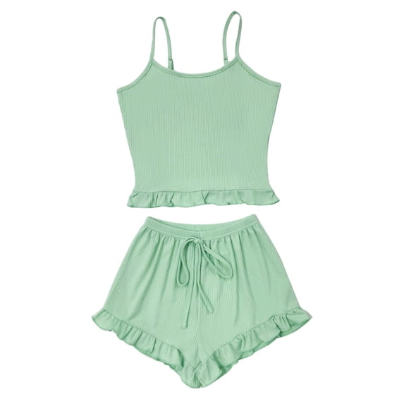 Gowns for Women Sleepwear Sleeveless Soft Short Pants Plus Size Womens Clothing,Green,M