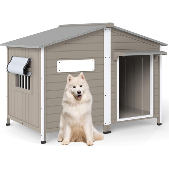 Gowoodhut 55" L Extra Large Dog House Outdoor with Asphalt Roof