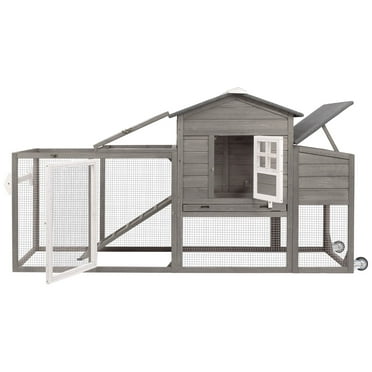Gowoodhut 79" Wooden Chicken Coop Rabbit Cage with Nesting Box, Waterproof Roof, Removable Tray, Combinable