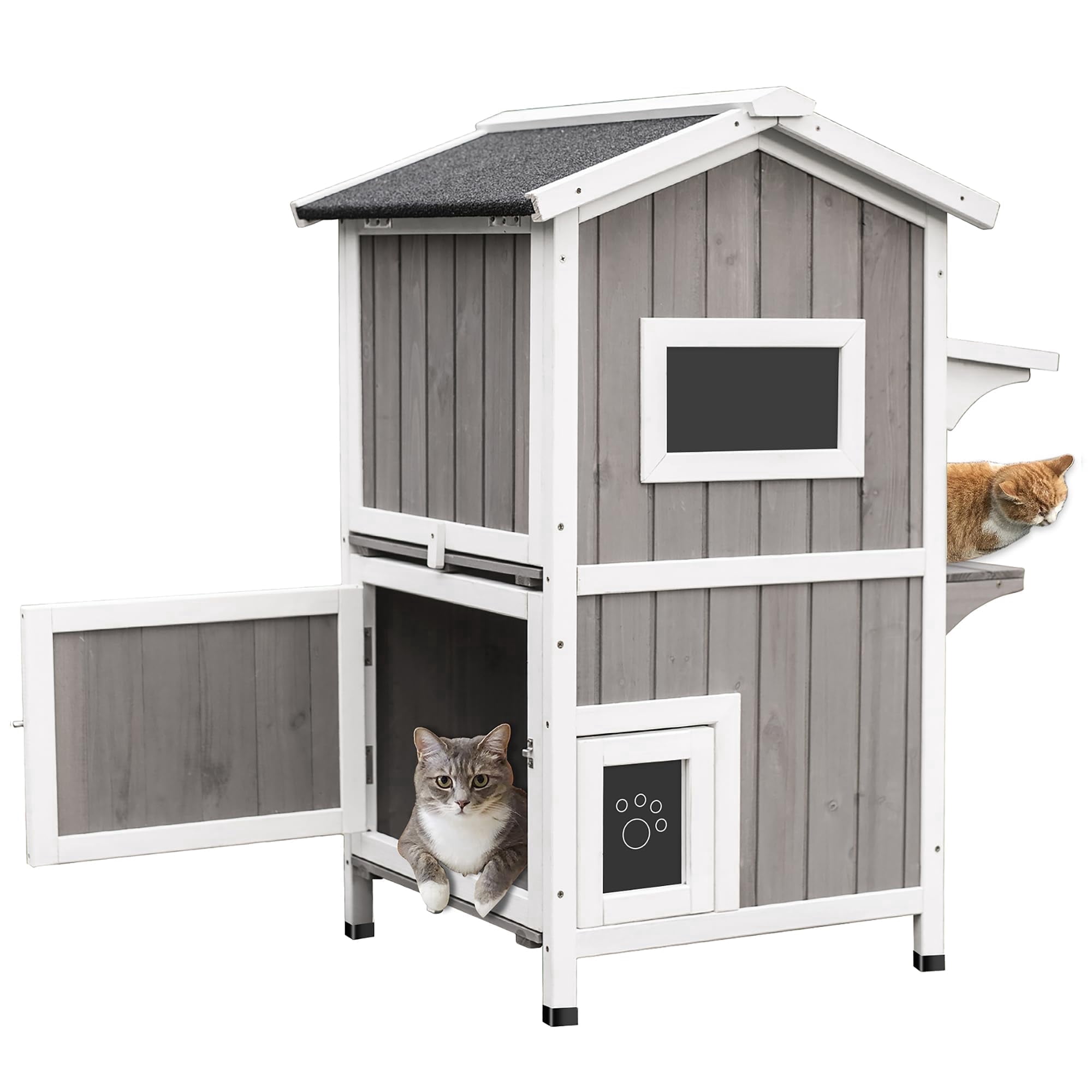 Gowoodhut Cat House Indoor Outdoor Feral Cat Shelter Kitty House