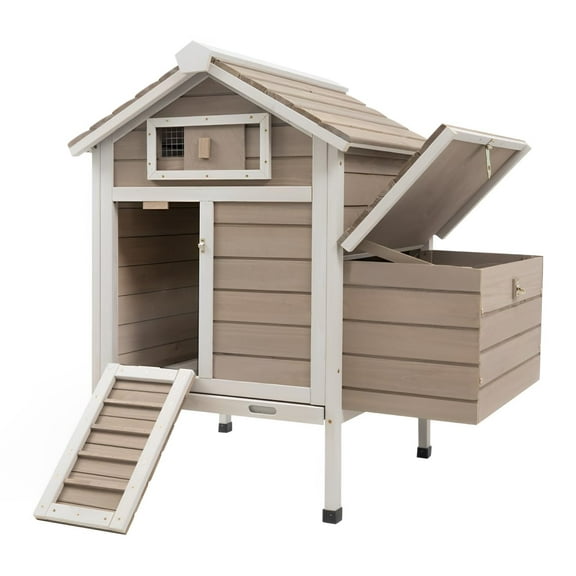 Gowoodhut Chicken Coop Wooden Poultry Cage Outdoor with Nesting Box, Legs, Tray