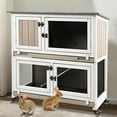 thumbnail image 1 of Gowoodhut Rabbit Hutch Indoor Wooden 2 Story Bunny Hutch Rabbit Cage with Wheels for Small Animals, 1 of 7