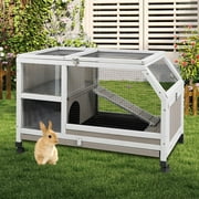 Gowoodhut Rabbit Hutch Indoor Rabbit Cage Outdoor Buuny Hutch on Wheels