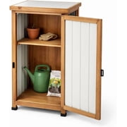 Gowoodhut Small Outdoor Storage Cabinet, Waterproof Outside Potting Bench Table Tool Organizer