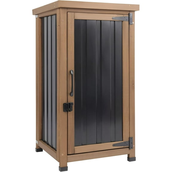 Gowoodhut Small Outdoor Storage Cabinet, Waterproof Outside Potting Bench Table Tool Organizer