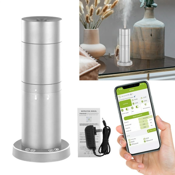 Goxfaca 1600 sq.ft Hotel Scent Diffuser, Waterless Oil Diffuser Machine, App & Remote Control Cold Air Diffusion for Large Rooms(Silver)