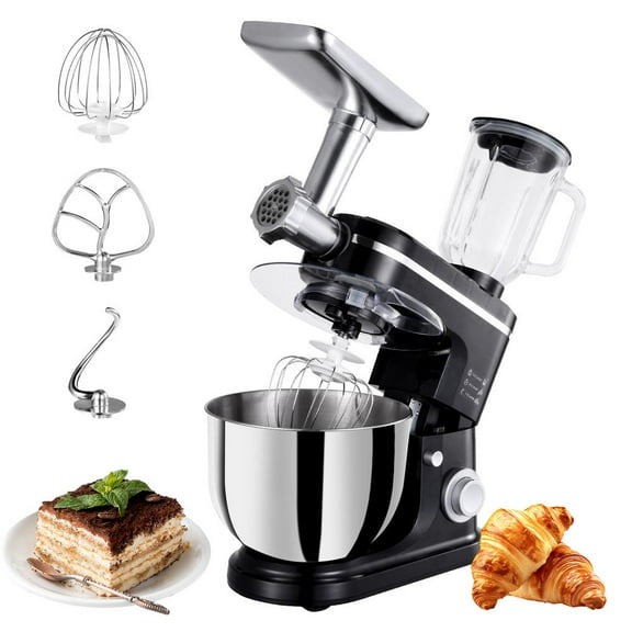 Goxfaca 6.3QT Household Stand Mixer with Aluminum Die Casting Mixers Kitchen Electric Stand Mixer Metal Dough Mixer with Stainless Steel 6L Bowl, Dough Hook, Whisk and Beater,7Gear