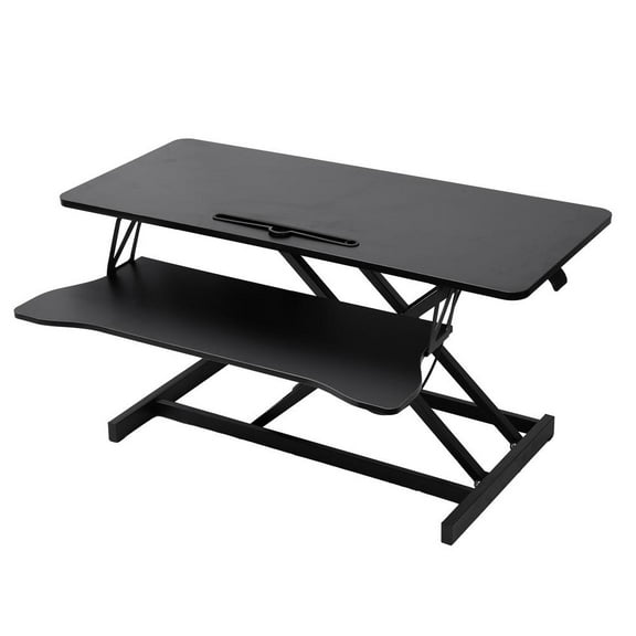 Goxfaca Desk Riser for Standing Manual Pneumatic Spring Stable Iron Standing Desk Converter Multifunctional Desk Topper Laptop Workstation for Home Schol Company judicious