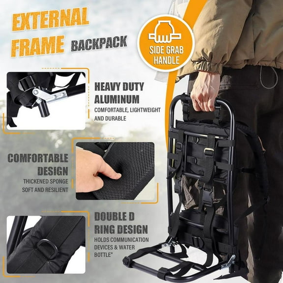 Goxfaca External Frame Backpack Foldable Hunting Pack Frame Hiking Backpack Frame Portable Backpack Frame for Travel Outdoor Activity Hiking Hunting Camping safety