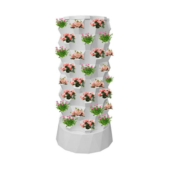 Goxfaca Plant Tower Outdoor Hydroponic 64 Slots Vertical Hydroponic Planter With Water Pump Planter Tower For Strawberries Tomatoes Lettuce steadfast