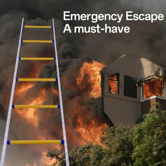 Goxfaca Portable Escape Ladder 20 Meters Fire Escape Ladder with 300Kg Bearing Load Lightweight Space Saving Ladder High-Strength Safety Ladder for Outdoor Adventure kindness