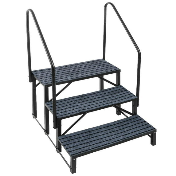 Goxfaca RV Steps with Handrail Mobile Home Stairs 3 Step Outdoor Spa Step Ladder Mobile Home Stairs RV Steps for Travel Trailer Spa Porch Home RV reliable