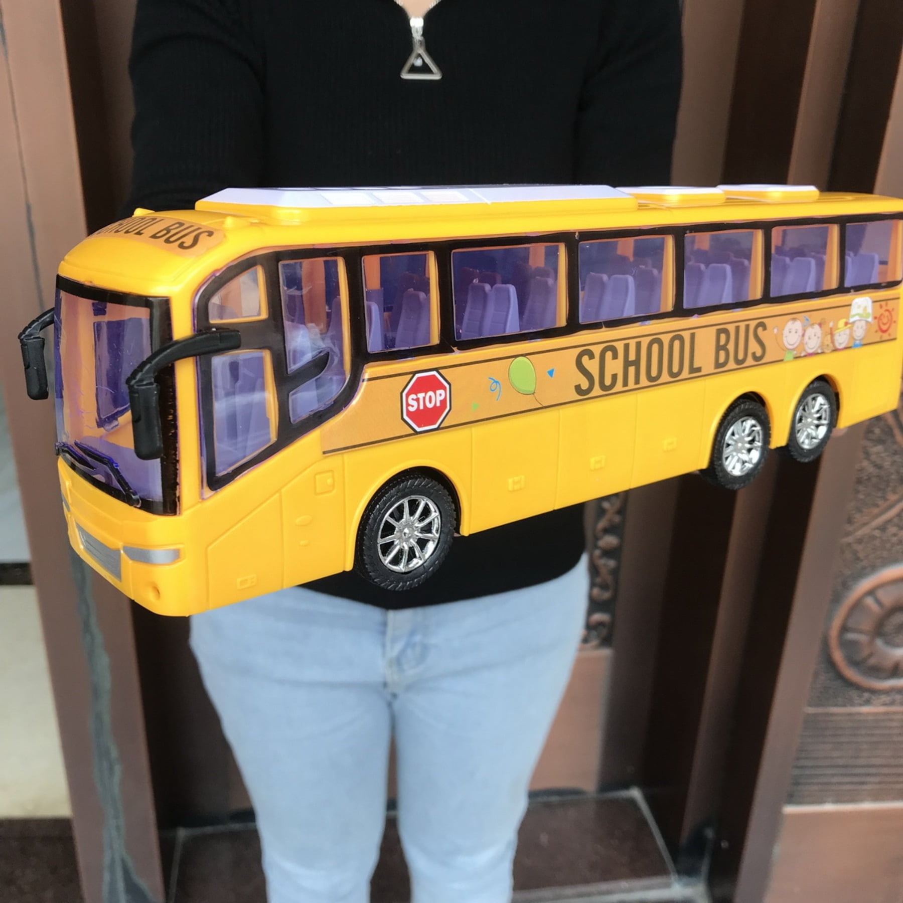 Goxpaier 1:30 Scale Toy School Bus - Large 12.5 Inch Go Inertia Bus ...