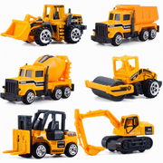 1/64 Scale Die-Cast Metal & Plastic Construction Vehicles Set, 6PCS Mini Alloy Toy Trucks with Excavator Bulldozer & Dump - Model Cars Gift for Kids Boys Girls