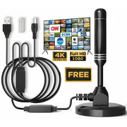 Digital HD TV Antennas for Free Channels, 600+ Miles Long Range Reception Smart TV Antenna for Local Channels, No Monthly Fees Support 4K 1080P All Older TVs, 16.4FT Cable