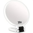 thumbnail image 1 of Goxteam Magnifying Mirror With Handle, Double Side Handheld Mirror With 1x 30x Magnification & Adjustable Handle/Stand, Hand Held Foldable Travel Mirror For Makeup, White, 1 of 7