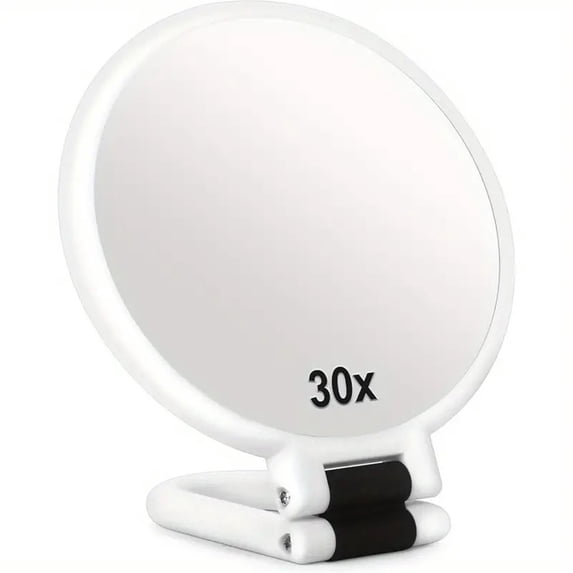 Goxteam Magnifying Mirror With Handle, Double Side Handheld Mirror With 1x 30x Magnification & Adjustable Handle/Stand, Hand Held Foldable Travel Mirror For Makeup, White