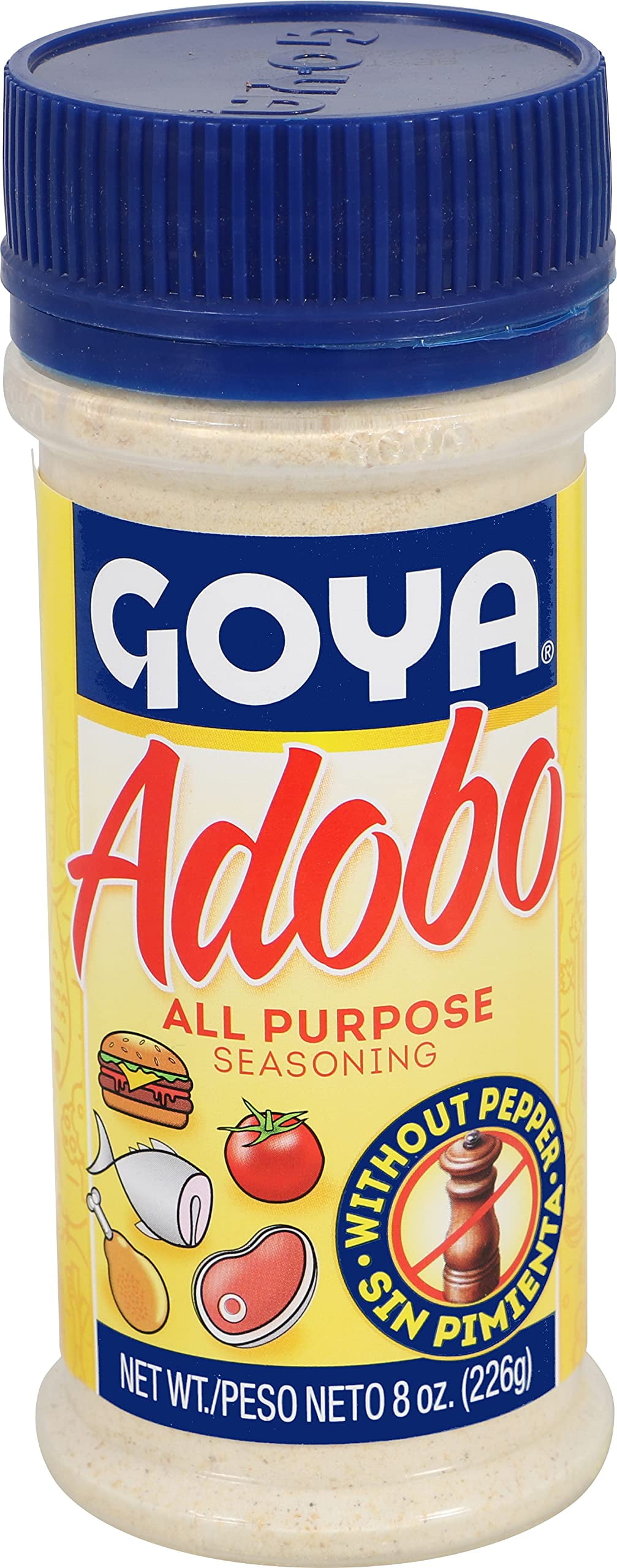 Goya Adobo All Purpose Seasoning Without Pepper, Vegan, Natural, 8 Ounces (Pack Of 24)