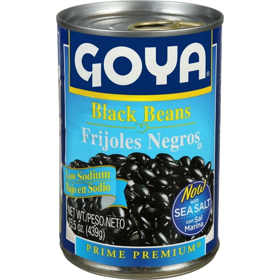 GOYA Low Sodium Black Beans 15.5 oz Can - Gluten Free, No Cholesterol, Excellent Source of Fiber