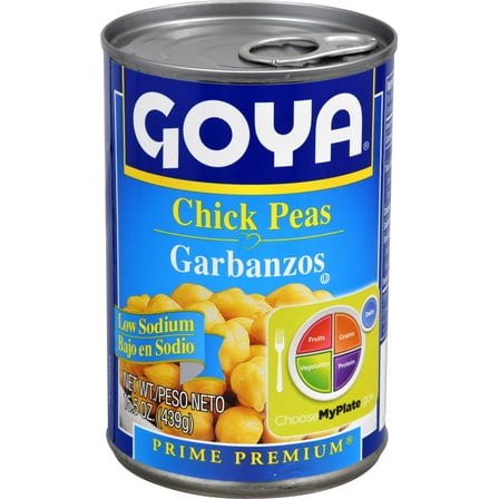 GOYA Chick Peas (Garbanzo Beans), 15.5 oz Can, Low Sodium
