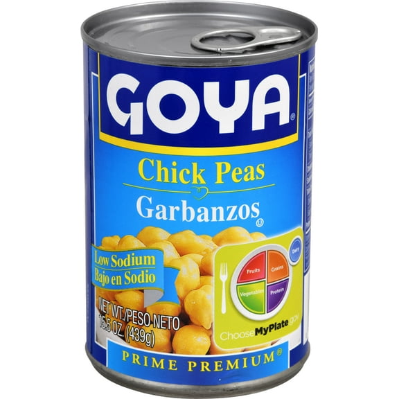 GOYA Chick Peas (Garbanzo Beans), 15.5 oz Can, Low Sodium