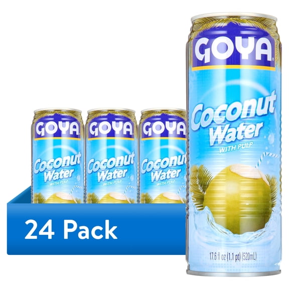 (24 pack) GOYA Coconut Water with Pulp, 17.6 fl oz Can, Tropical Beverage