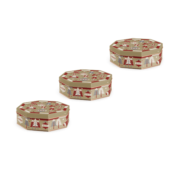 Dux Holiday, Christmas Cookies, Octogonal Tin 9.17 oz. Pack of 3.
