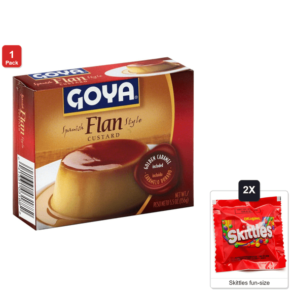 Goya Flan Caramel Box, with 2 Skittles Fun Size