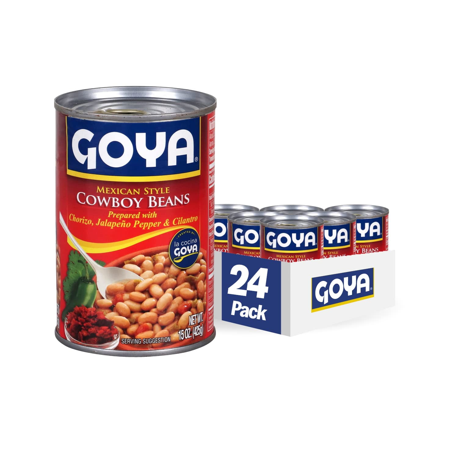Goya Foods Mexican Style Cowboy Beans In Sauce, 15 Ounce (Pack Of 24