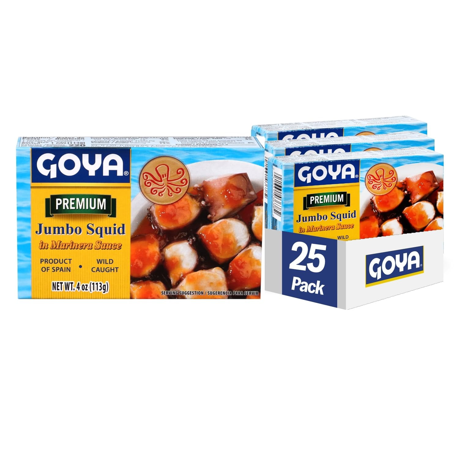 Goya Foods Octopus Style Squid Pieces In Marinara Sauce, 4 Ounce (Pack