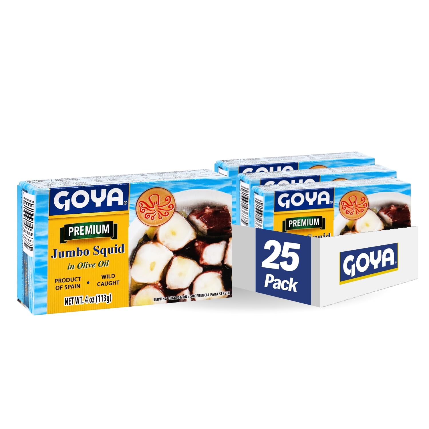 Goya Foods Octopus Style Squid Pieces In Olive Oil, 4 Ounce (Pack Of 25