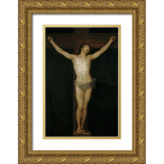 Goya, Francisco 17x24 Gold Ornate Wood Framed with Double Matting Museum Art Print Titled - Christ on the Cross