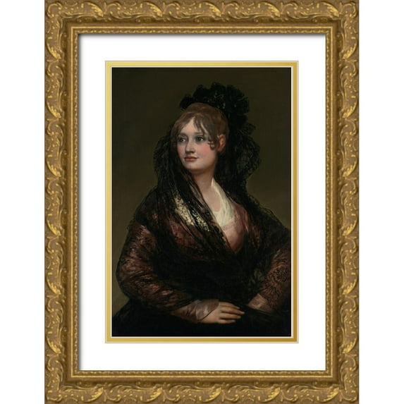 Goya, Francisco 17x24 Gold Ornate Wood Framed with Double Matting Museum Art Print Titled - Portrait of Dona Isabel de Porcel