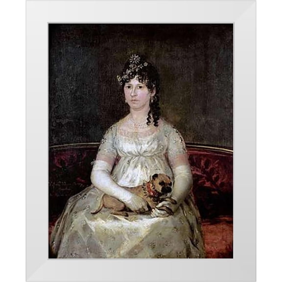 Goya, Francisco De 12x14 White Modern Wood Framed Museum Art Print Titled - Portrait of Dona Francisca Vicenta Chollet Y Caballero