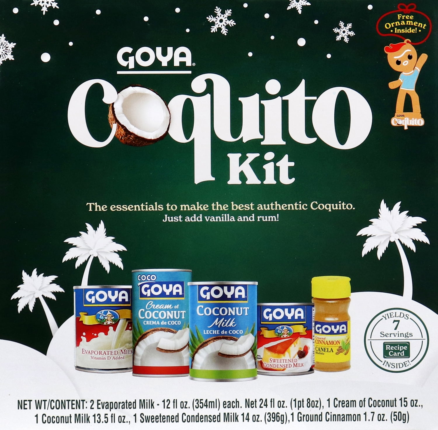 Goya Holiday Coquito Drink Kit with Free Gingerbread Ornament!