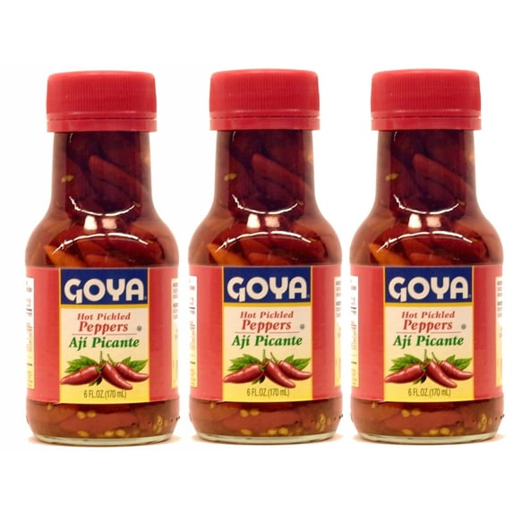 Goya Hot Pickled Red Peppers Aji Picante 6 oz (Pack of 3)