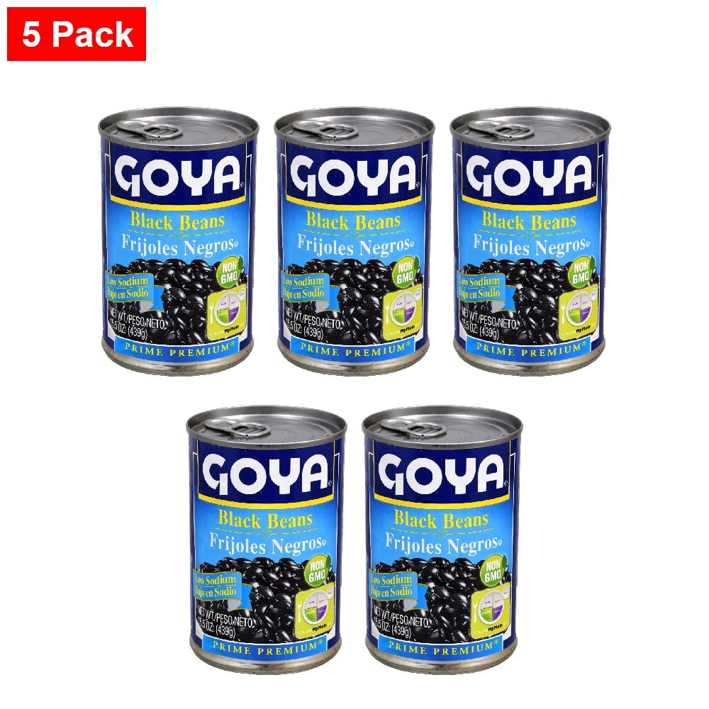 Goya Low Sodium Prime Premium Black Beans 15.5 oz - 5 Pack