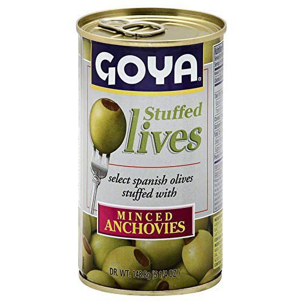 Goya Manzilla Green Olives Stuffed with Anchovies, 5.25 Ounce Can of