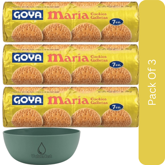 Goya Maria Crackers 7 oz-3pk, With Olive Green Bowl By ValueNest