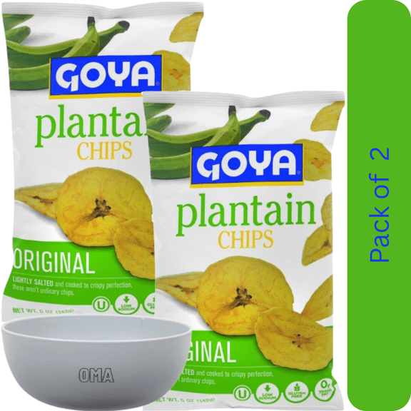 Goya Plantain Chips, 2 Pack (5 oz Each)  with Bowl by OMA
