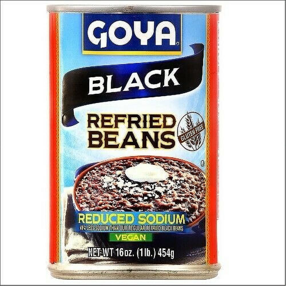 Goya Refried Black Beans Refried Reduced Sodium Vegan 16 Oz.