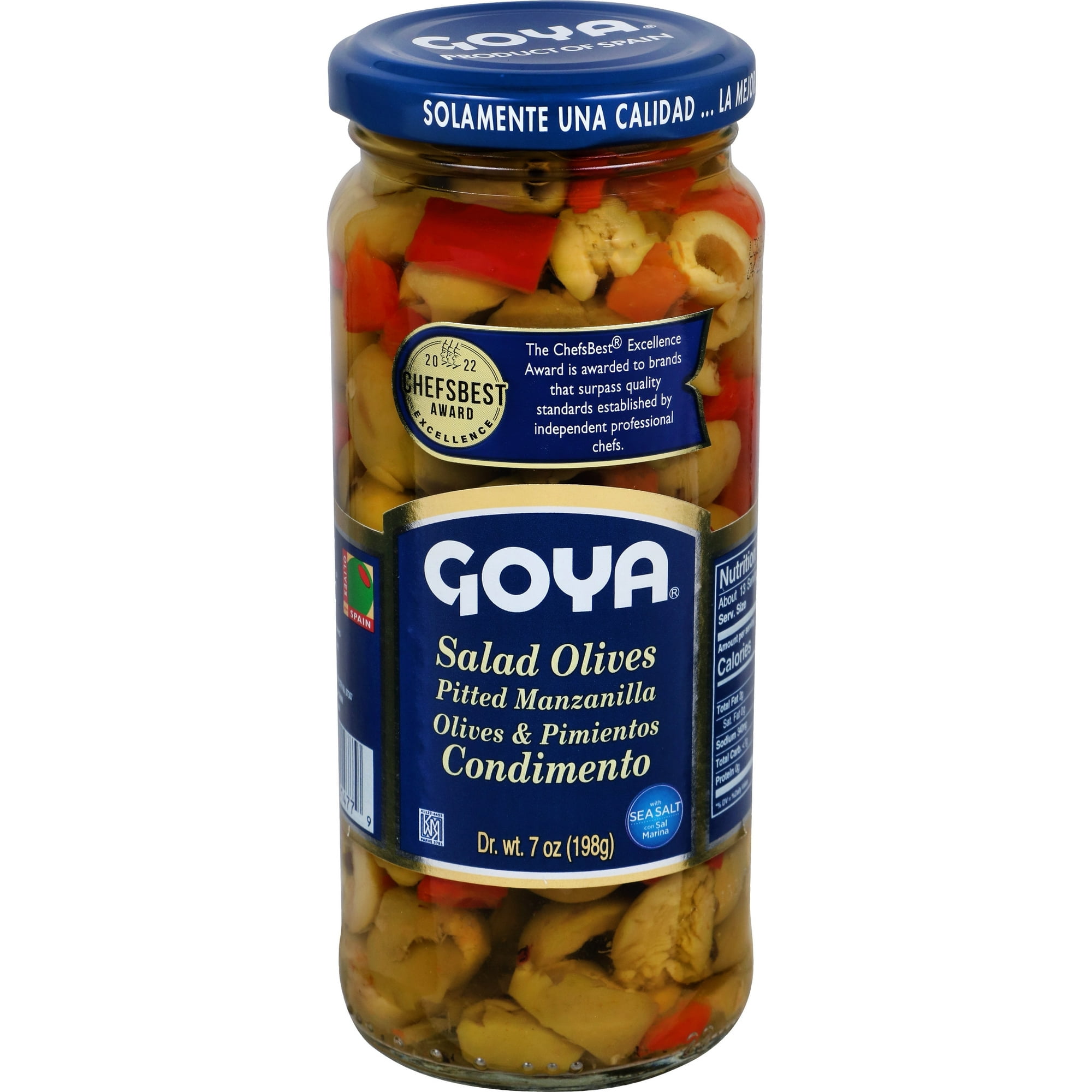 Goya Salad Olives Pitted Manzanilla Olives \u0026 Pinientos 7 oz