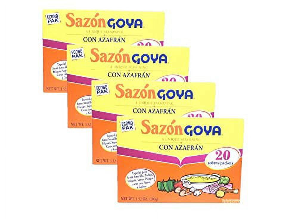 Goya Sazon Con Azafran 3.52 oz (4 packs)