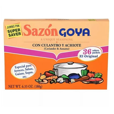 Goya Sazon Culantro/Achiote Jumbo 6.3 OZ(Pack of 4)