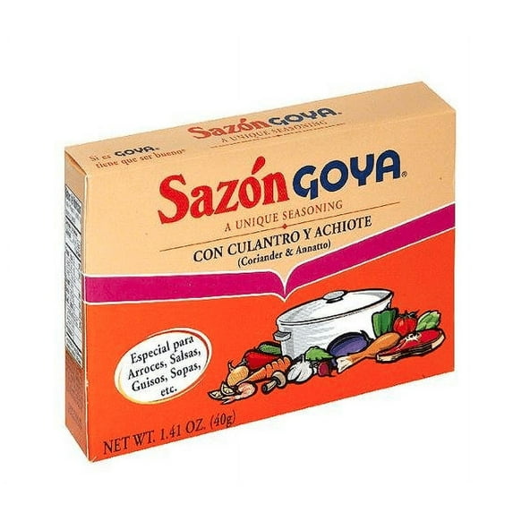 Goya Sazon With Coriander & Annatto, 1.41 oz Sazon con Culantro y Achiote (12 packs)