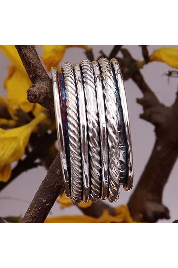 Goyal Jewels Silver Ring 925 Sterling Silver Band and Spinner Meditation Beautiful Ring Men Women Ring Gift Item Statement Handmade Jewelry Ring
